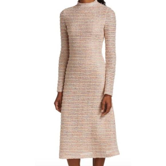St John Long-sleeved Tweed Midi‎ Dress In Pink Size 8 $2157 - Picture 1 of 12